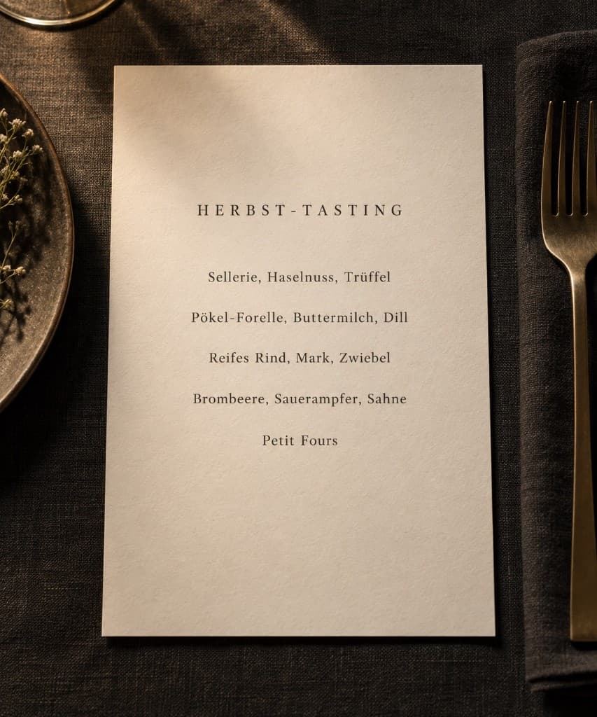 Minimalistisches Herbst-Tasting ohne Preise