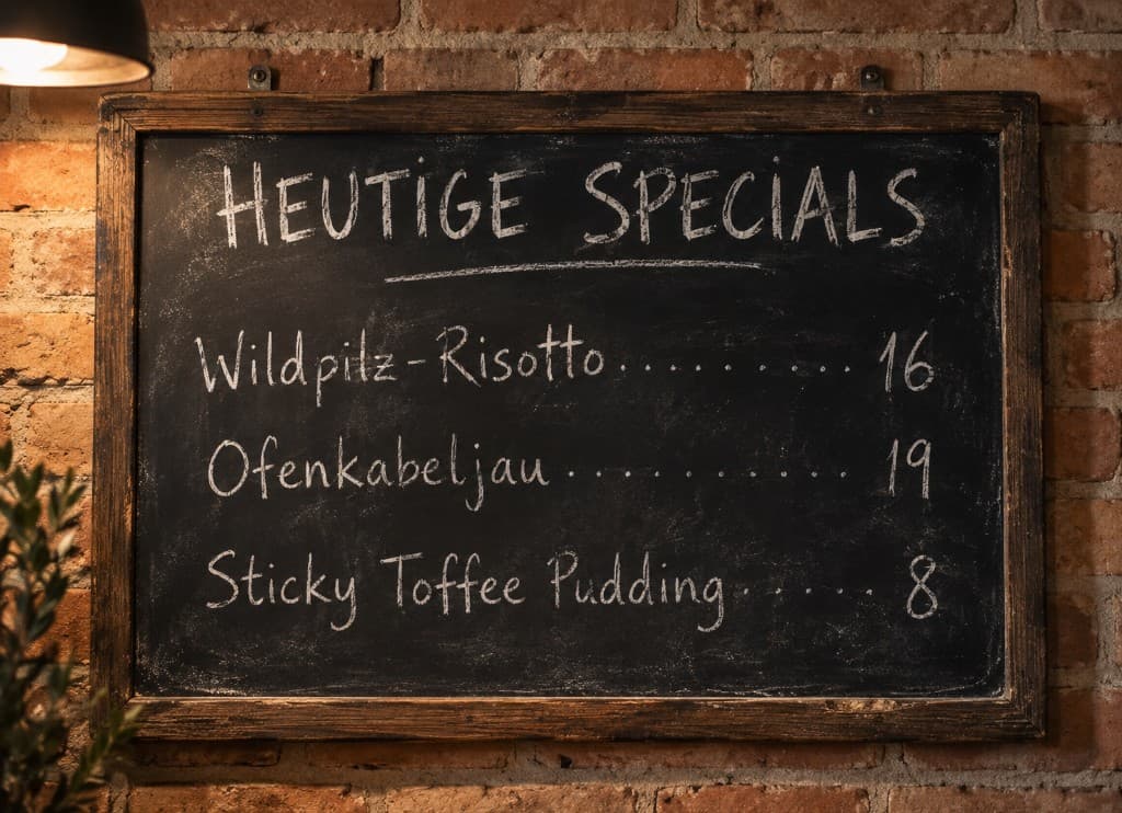 Schlichte Tages-Specials-Tafel mit drei Gerichten