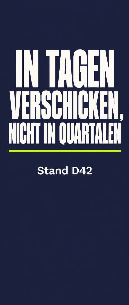 Schlichtes Roll-up mit einer Headline und Standnummer